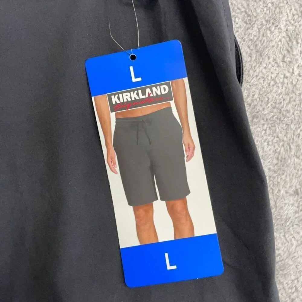 NEW Kirkland Signature Men's L Stretch Swim Shorts Black Quick-Drying Polyester